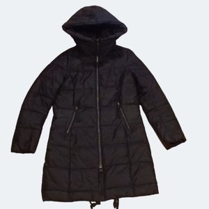 H&M LOGG Slim Fit Maxi Puffer Coat Black Size 6 Women's